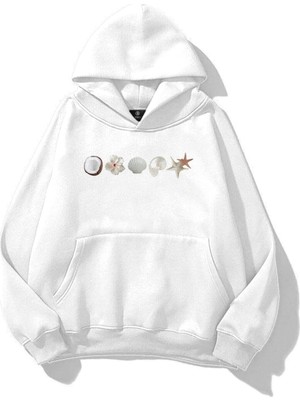 Die Grup Tarzsokak Kadın Sea Shells Sweatshirt Beyaz, Beyaz-85, L