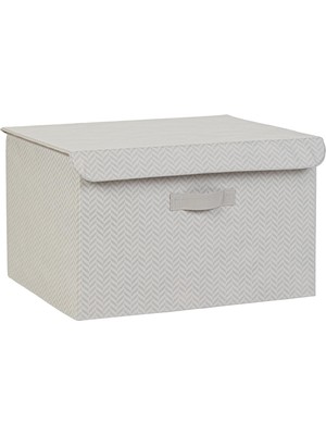 Die Grup Ocean Home Textile Gri Balıksırtı Kapaklı Kutu 48 x 40 x 30 cm
