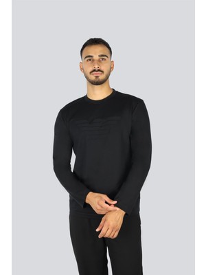 Die Grup Erkek Saf Pamuk Içerikli Logo Kabartmalı Yuvarlak Yaka Uzun Kollu Normal Kalıp Lacivert Sweatshirt 8N1TD7 1JGYZ-0975