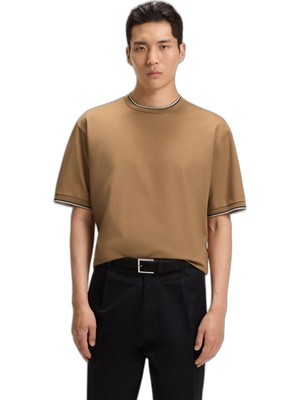 Die Grup ERKEK%100 Pamuk Rahat Kalıp Yuvarlak Yakalı Kısa Kollu Bej T-Shirt 50548012-260