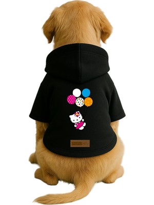 Die Grup Monopetz Baskılı Içi Polarlı Köpek ve Kedi Kıyafeti & Elbisesi - Siyah Renk Kapüşonlu Hoodie B58E6, L