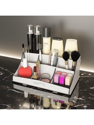 Die Grup Bella Small Ahşap Makyaj Takı Banyo Kozmetik Düzenleyici Organizer (Beyaz)
