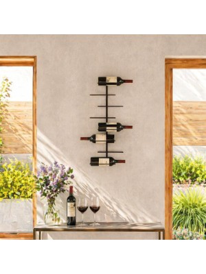 Die Grup Rack And Cork - Modern Metal Şarap Rafı – Duvara Monte Edilebilir 8 Şişelik Şarap Tutucu – Minimalist Ev Bar Dekorasyonu