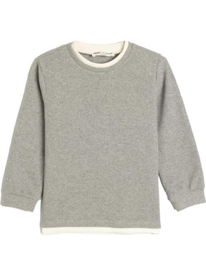 Die Grup Basic Sweatshirt Bisiklet Yaka Uzun Kollu Dokulu