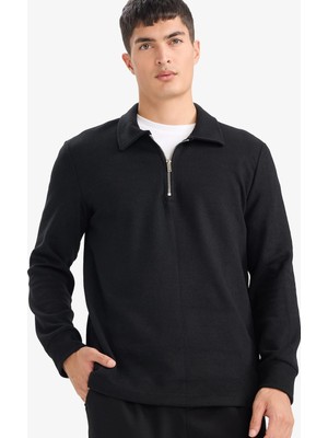 Die Grup Defacto Regular Fit Polo Yaka Yarım Fermuarlı Sweatshirt F2802AX25AU