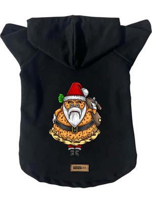 Die Grup Monopetz Kapişonlu Polar Sweatshirt Köpek ve Kedi Kıyafeti & Elbisesi - Siyah Pizza Baba M Beden