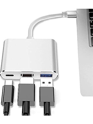 Die Grup Daytona CF01 Macbook Uyumlu 4K Full Hd 1080P Type C To 3 Portlu HDMI - USB 3.0 - Pd Çevirici Hub Adaptör