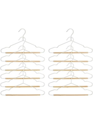 Die Grup Ocean Home Textile 12'li Ahşap Destekli Mat Beyaz Renk Kauçuk Kaplamalı Metal Çocuk Giysi Askısı 18 x 32 x 0.3 cm