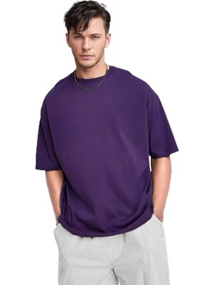 Die Grup Tarzsokak Erkek Mor Basic Düz Baskısız Oversize Salas Boyfriend, MOR-238, L