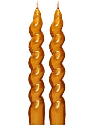 Die Grup 2'li Twirl Glow Gold Şamdan Mum Seti (18 Cm)
