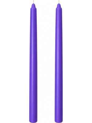 Die Grup 2’li Mor Şamdan Mum Seti 25 cm – Dekoratif Ince Şamdan Mum, Kokusuz Parafin WAX,%100 Pamuk Fitil, El Döküm, Uzun Süre Yanma (~10 Saat), Şık Sofra, Davet, Nişan, Düğün ve Ev Dekorasyonu Için Zarif