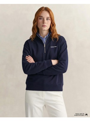 Die Grup Gant Kadın Lacivert Yarım Fermuarlı Sweatshirt