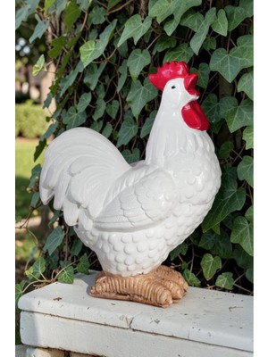 Die Grup Dekoratif 45 cm Horoz Biblo Obje Ev Balkon Bahçe Dekorasyon Heykel