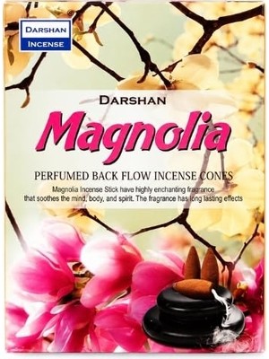 Die Grup Darshan Incense Manolya Magnolia Kokulu Özel Aromalı Geri Akış Şelale Konik Tütsü 10LU Magnolia Perfumed Back Flow Incense Cones