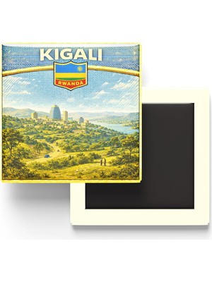 Die Grup Retro Ruanda Kigali Şehri Temalı Vintage Buzdolap Magneti – 9x9 cm
