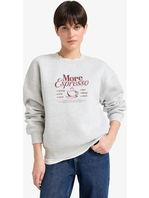 Die Grup Defacto Relax Fit Bisiklet Yaka Baskılı Kalın Sweatshirt G2152AX25WN