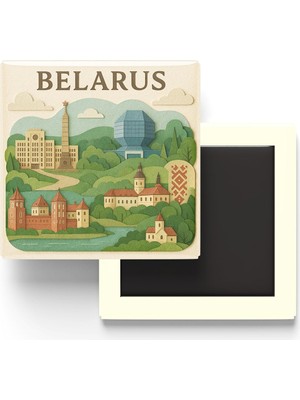 Die Grup Belarus - Paper Cut Art - Baskılı Buzdolap Magneti Kare - 9x9 cm