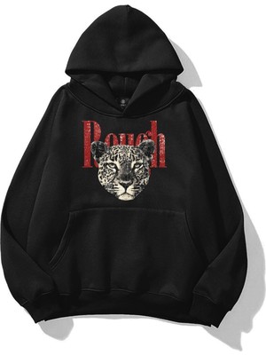 Die Grup Tarzsokak Unisex Rough Leopar Sweatshirt Siyah, Siyah-14, M