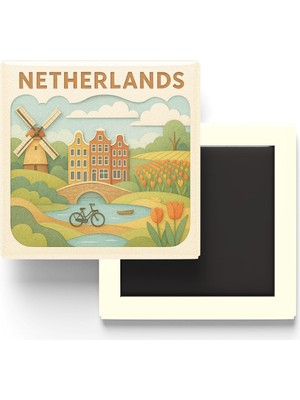 Die Grup Hollanda - Paper Cut Art - Baskılı Buzdolap Magneti Kare - 9x9 cm