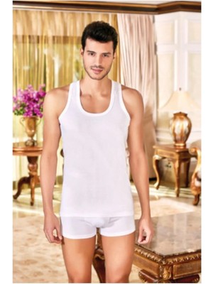 Berrak Erkek Beyaz 6'lı Paket %100 Pamuk Klasik Penye Atlet ve Arjantin Külot-Takım2-Xl