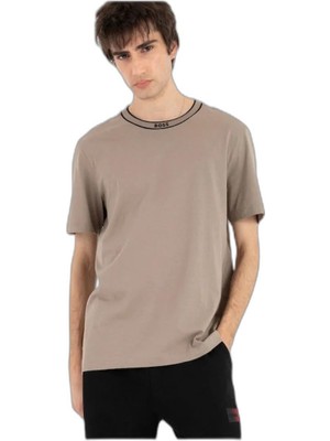 Die Grup Erkek Logolu Yuvarlak YAKALI%100 Pamuklu Kısa Kollu Kahverengi T-Shirt 50554862-334