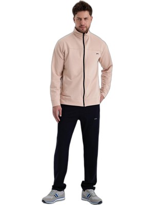 Die Grup Slazenger Order In Erkek Fermuarlı Dik Yaka Cepli Bej Eşofman Takımı
