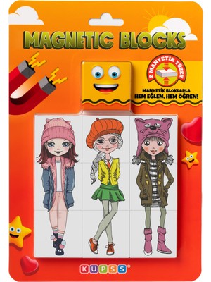 Die Grup Küpss Manyetik Blok 3 Parçalı Yapboz Çift Taraflı - Şapkalı Kızlar Puzzle - 6 Şapkalı Kız Görseli