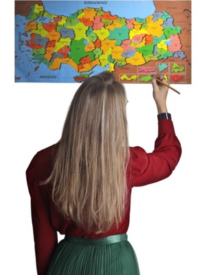 Die Grup Buffer Renkli Türkiye Haritası Manyetik Yapıştırıcı Gerektirmeyen Duvar Stickerı 118 cm * 56 cm