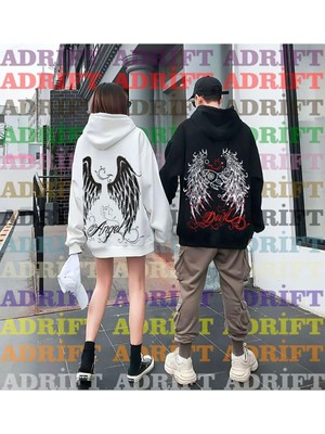 Die Grup Tarzsokak Sevgili Çiftlere Özel Tasarım Sweatshirt K40 SEVGILIADRIFT-15025, Siyah Beyaz, L