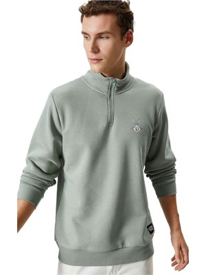 Die Grup Bugs Bunny Dik Yaka Sweatshirt Lisanslı Baskılı Şardonlu