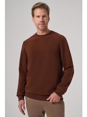 Die Grup Morven Erkek Kiremit Trend Bisiklet Yaka Sweatshirt
