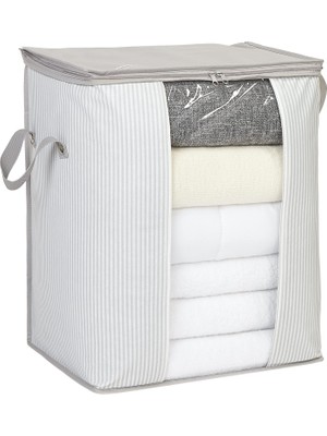 Die Grup Ocean Home Textile Pvc Pencereli Gri Çizgili Stuff & Things Hurç 45 x 30 x 50 cm