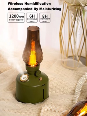 Katjmer KT-H03 Retro Gazyağı Lambası Nemlendirici 260 ml Ultrasonik Sessiz Serin Buhar Difüzörü, Vintage Lamba Tasarımlı Hava Nemlendirici