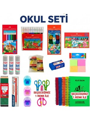 Bardem Tüm Ihtiyaçlar Bir Arada Okul Seti - Kalem, Silgi, Defter, Makas ve Boya Seti