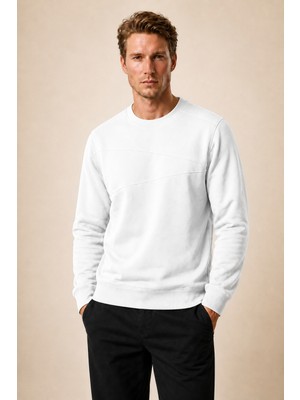 Redline Lines Regular Fit Kışlık Sweatshirt Beyaz
