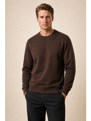 Redline Lines Regular Fit Kışlık Sweatshirt Kahve
