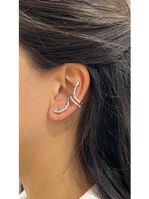 Nunu Takı Yılanlı Silver Kıkırdak Küpe