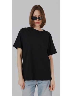 Myes Butik Oversize Siyah Kalp Detaylı