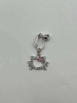 AG23 Tasarım Deliksiz Göbek Piercingi Hello Kitty Detaylı Silver Gümüş Renkli