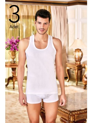 Berrak Erkek Beyaz 3'lü Paket Klasik Penye Atlet-Beyaz-3xl