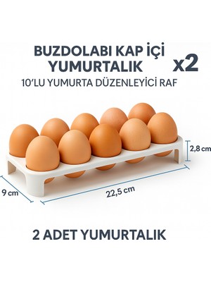 Justone Buzdolabı Kapı Içi Yumurtalık (2 Li Set) – 10'lu Yumurta Düzenleyici Raf Organizer Stand"