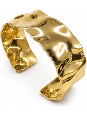 Velund Dalgalı Gold Kelepçe Bileklik
