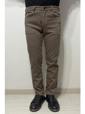 Hacker Fistan Store Erkek Kahverengi Yüksek Bel Rahat Kesim Boru Paça Büyük Beden Jean Pantolon