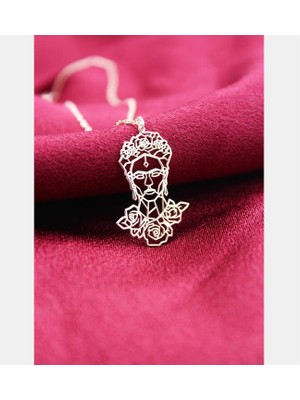 14K Altın Kaplama / Gümüş Frida Kahlo Tasarımlı Kolye