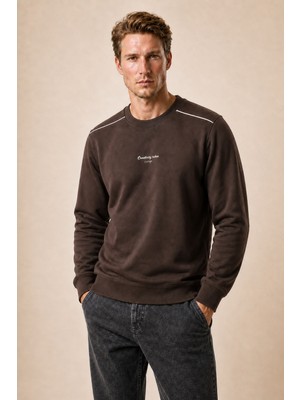 Redline Qwen Bisiklet Yaka Regular Fit Kışlık Sweatshirt Kahve