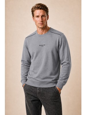 Redline Qwen Bisiklet Yaka Regular Fit Kışlık Sweatshirt Füme