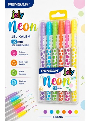 Artlantis Neon Jely 6 Lı Jel Kalem 1 Paket Pensan 6 Renk 1.0 mm Neon Tükenmez Kalem Renkli Işaretleme Yazı Kalemi