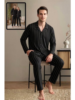 Over Sleep by Poleren Uzun Kollu Önden Düğmeli Pijama Takımı