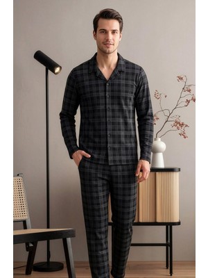 Over Sleep by Poleren Uzun Kollu Önden Düğmeli Pijama Takımı