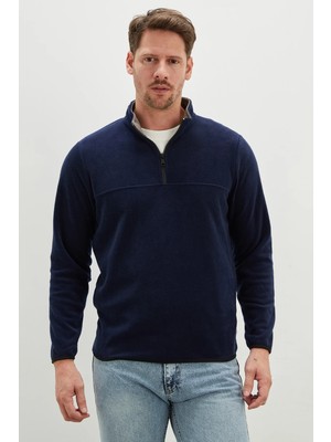 FullaModa Yarım Fermuarlı Dik Yaka Polar Sweatshirt